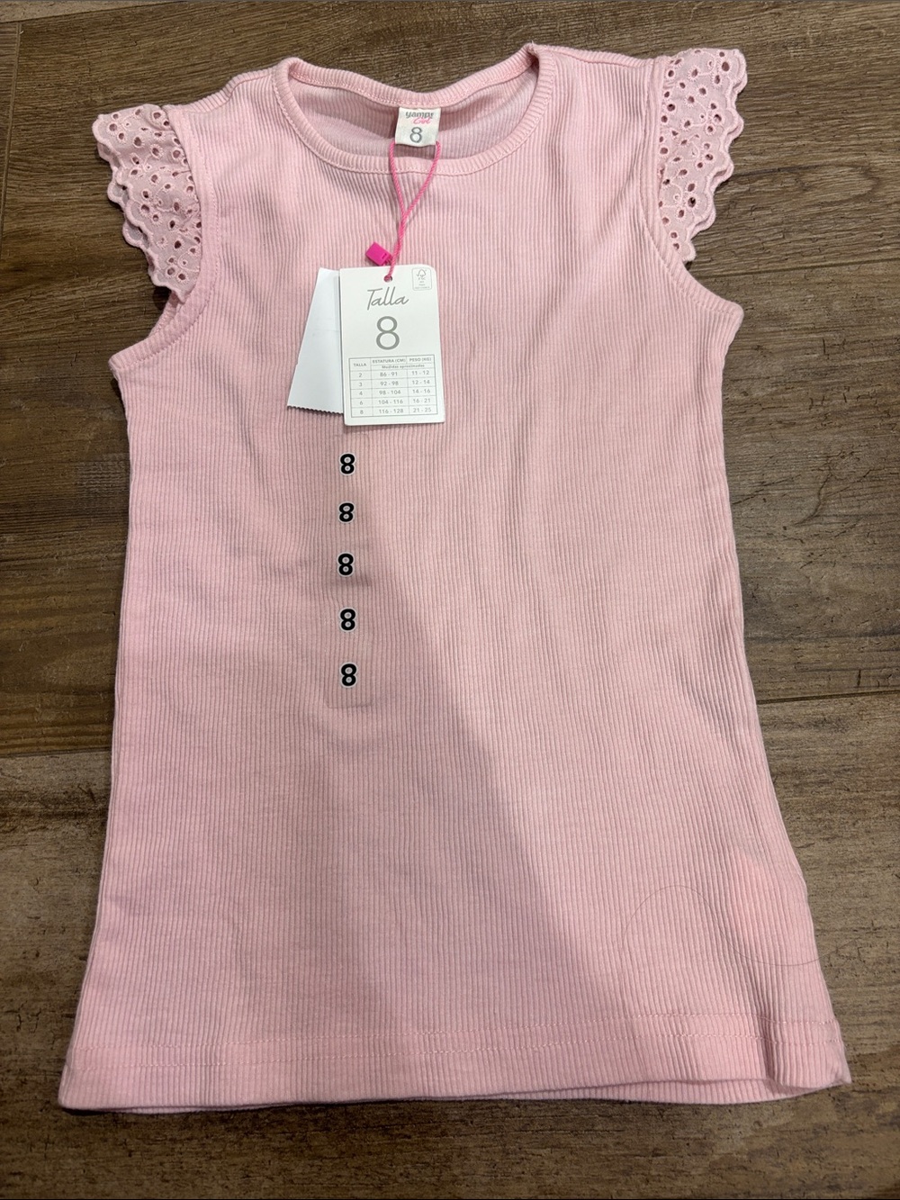 NWT Girls' Pink Ribbed Cap-Sleeve tshirt